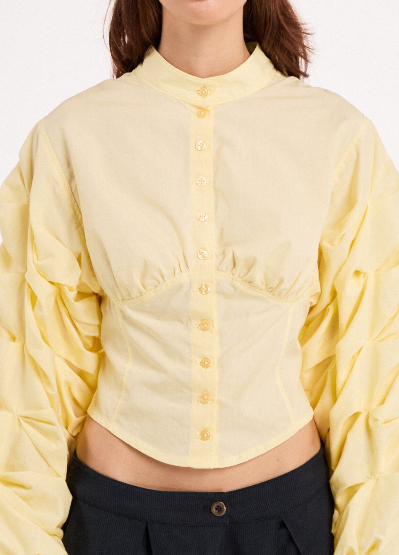 CLAUDYA CORSET BLOUSE IN BUTTER YELLOW