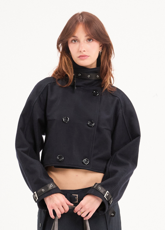 SANDY CROPPED JACKET IN DEEP BLUE