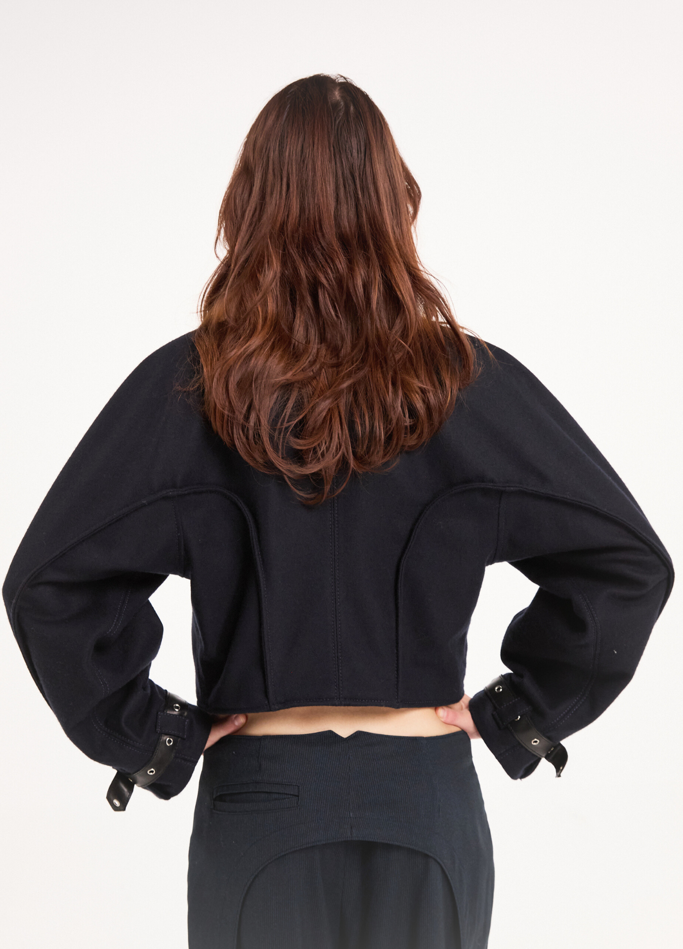 SANDY CROPPED JACKET IN DEEP BLUE