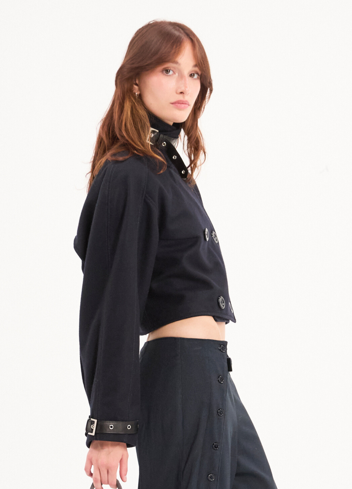 SANDY CROPPED JACKET IN DEEP BLUE
