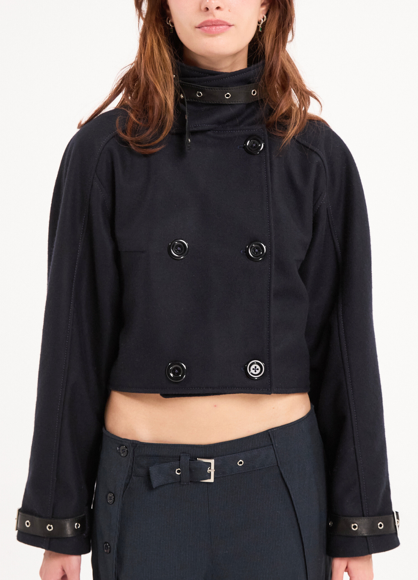 SANDY CROPPED JACKET IN DEEP BLUE