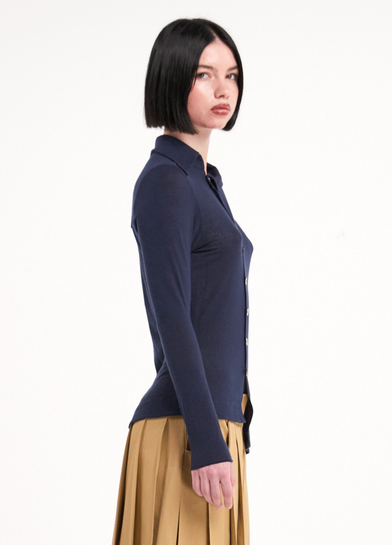 "WRONG" LONG SLEEVE SHIRT IN NAVY BLUE