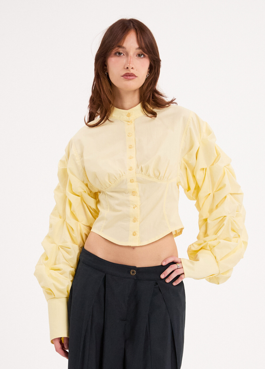 CLAUDYA CORSET BLOUSE IN BUTTER YELLOW