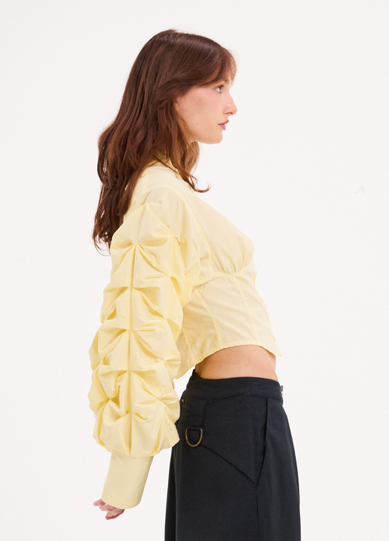 CLAUDYA CORSET BLOUSE IN BUTTER YELLOW