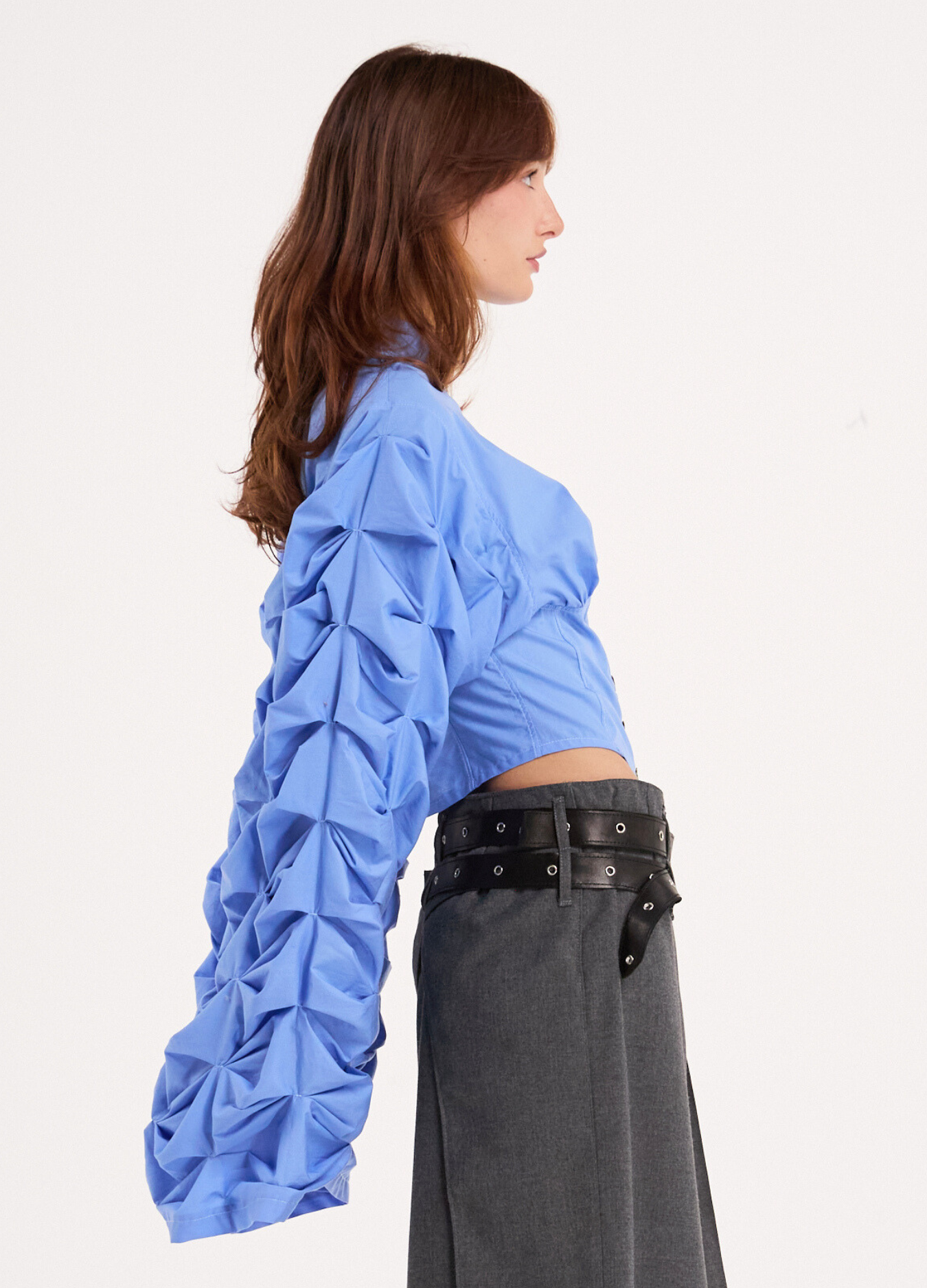 CLAUDYA CORSET BLOUSE IN POWDER BLUE