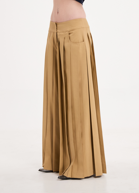 VENTAGLIO PLEATED PANTS IN SAND