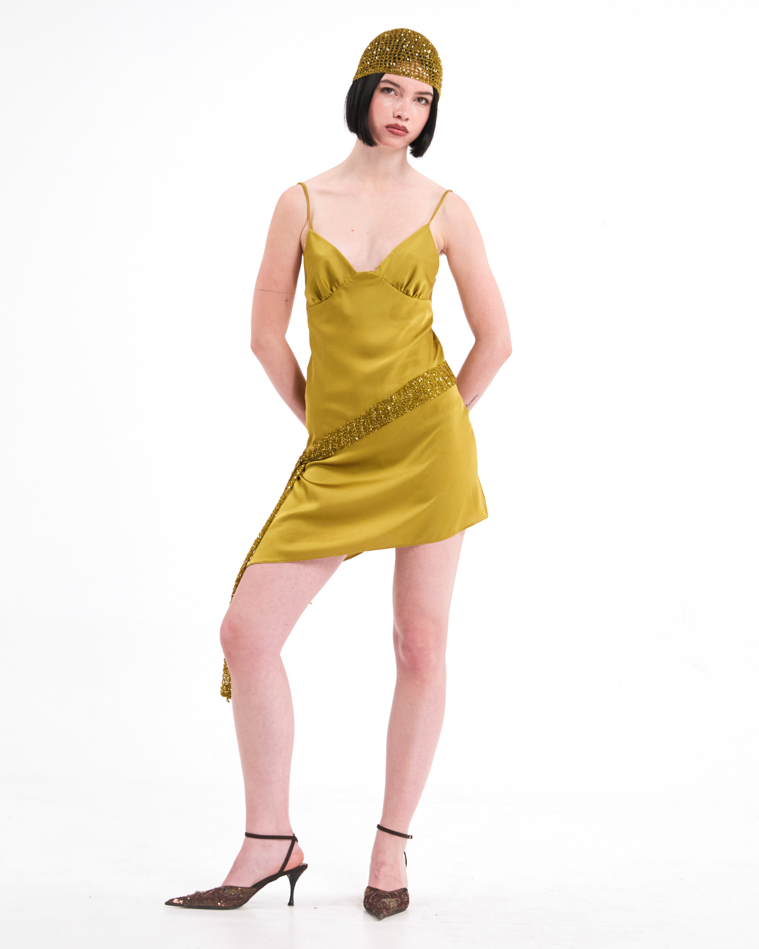THE MARTINI MINI DRESS IN OLIVE – by m(art)a studios