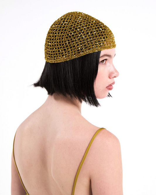 THE MARTINI SEQUIN SKULLCAP IN OLIVE